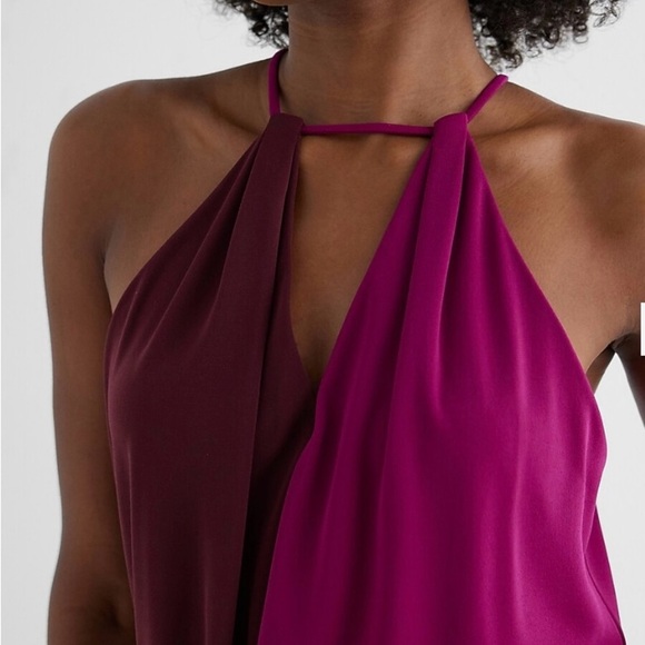Express Burgundy and Magenta Halter Blouse - Picture 2 of 7